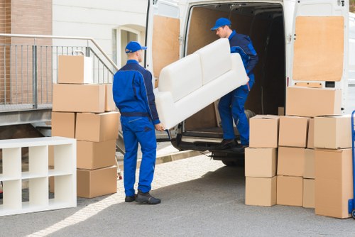 Office removals in Brent with equipment being prepared for transport