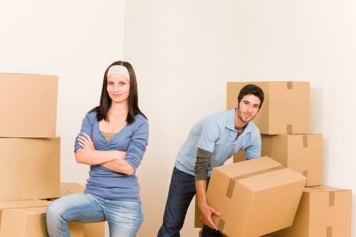 Packed moving boxes ready for removals in Brent