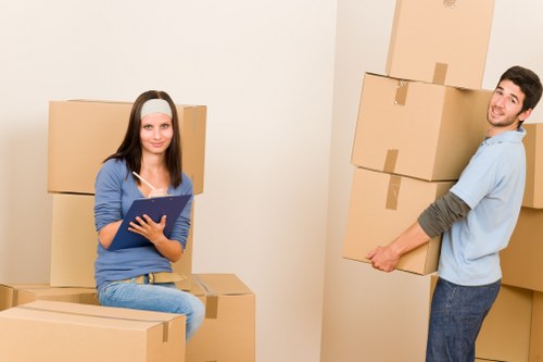 Packed student boxes prepared for relocation in Brent